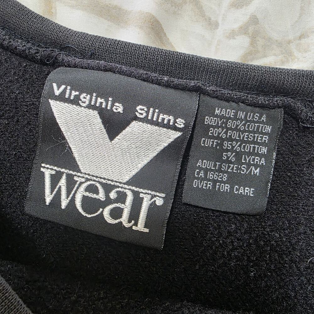 Vintage Virginia Slims V Wear Sweatshirt Women's S/M Black Graphic USA Made 90s - Picture 3 of 5